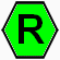 Letra R Dentro Hexágono Verde
