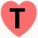 Coração Vermelho Com a Letra T