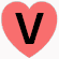 Coração Vermelho Com a Letra V
