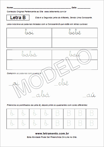 Atividade Para Imprimir Com a Consoante B