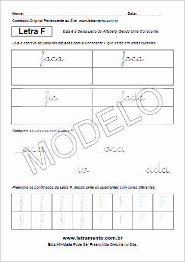 Atividade Para Imprimir Com a Consoante F