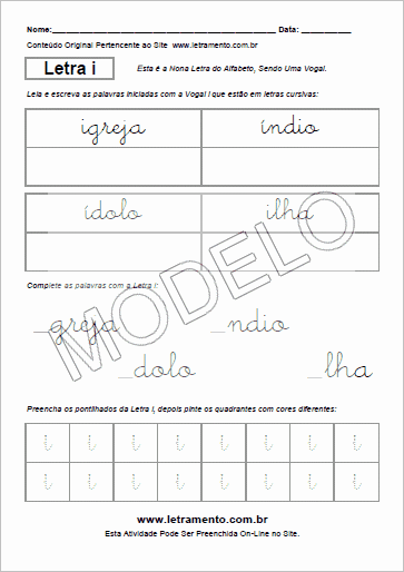 Atividade Para Imprimir Com a Vogal i