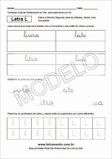 Atividade Para Imprimir Com a Consoante L