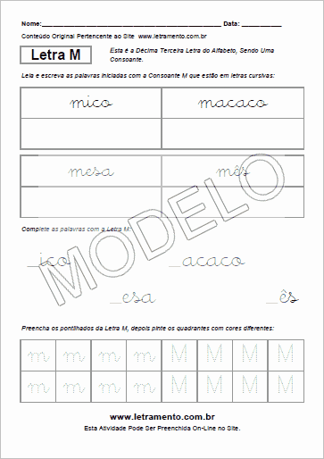 Atividade Para Imprimir Com a Consoante M