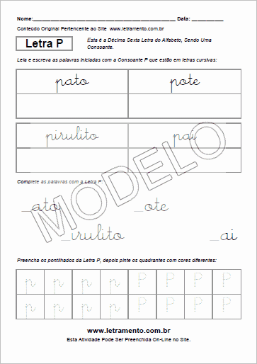 Atividade Para Imprimir Com a Consoante P