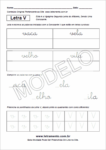 Atividade Para Imprimir Com a Consoante V