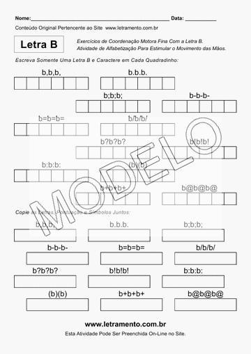 Atividade de Coordenação Motora Com a Letra B