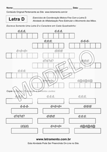 Atividade de Coordenação Motora Com a Letra D