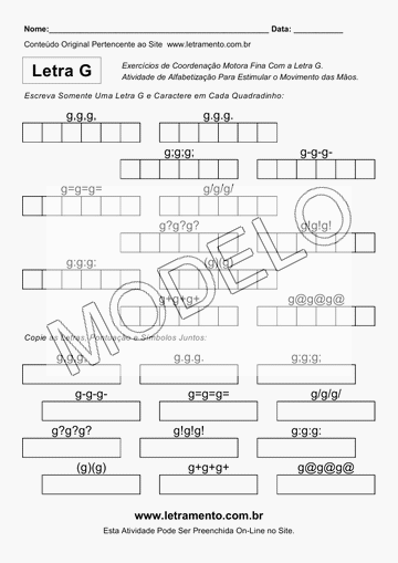 Atividade de Coordenação Motora Com a Letra G