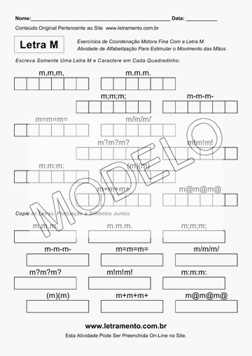 Atividade de Coordenação Motora Com a Letra M