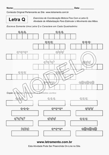 Atividade de Coordenação Motora Com a Letra Q