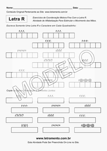 Atividade de Coordenação Motora Com a Letra R