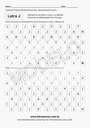 Identificar a Letra J Atividade Para Imprimir de Identificar a Letra J