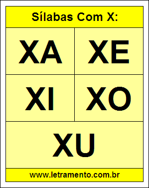 Sílabas Xa, Xe, Xi, Xo, Xu